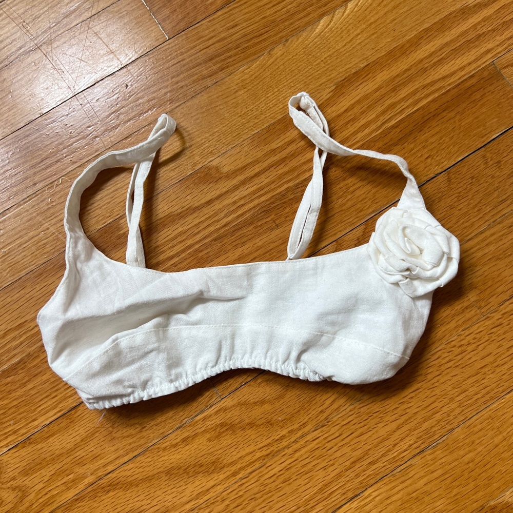 White Bralette with Floral Accent Motel Rocks